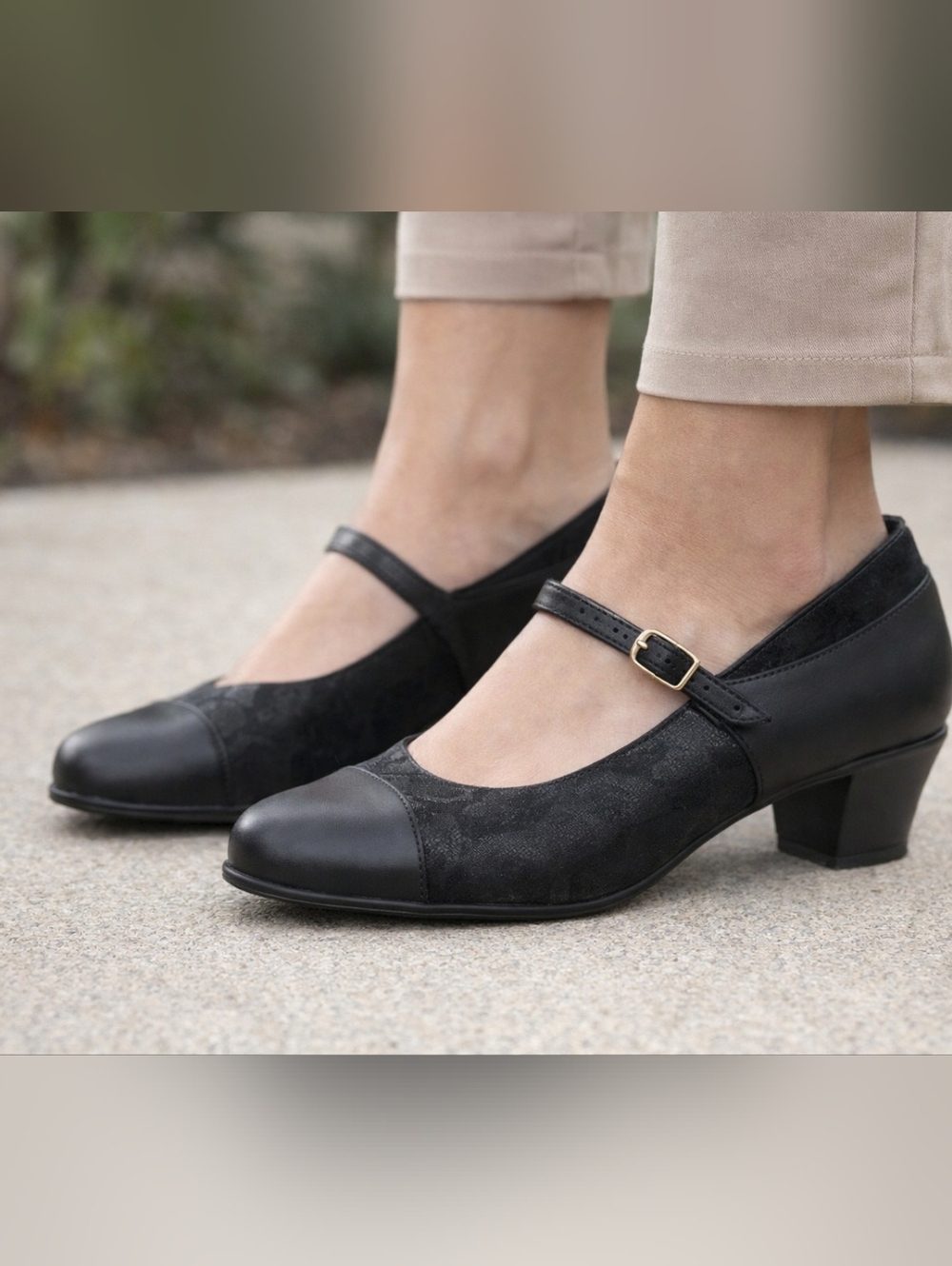 SAS Classic Black Mary Jane Strap Heels – Soft Leather Comfort Shoes Sz 9.5M